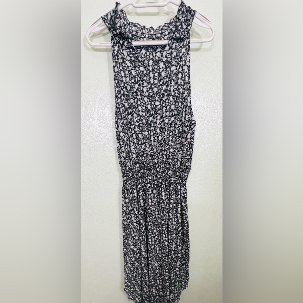 Elegant Black and White Floral Maxi Dress